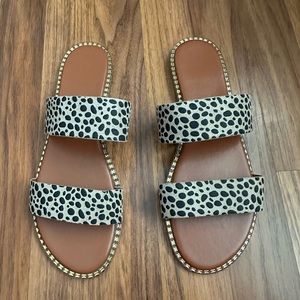 Cheetah Printed Double Strap Flat Slide On Sandals Women’s size 10 (USA) 43 (EU)